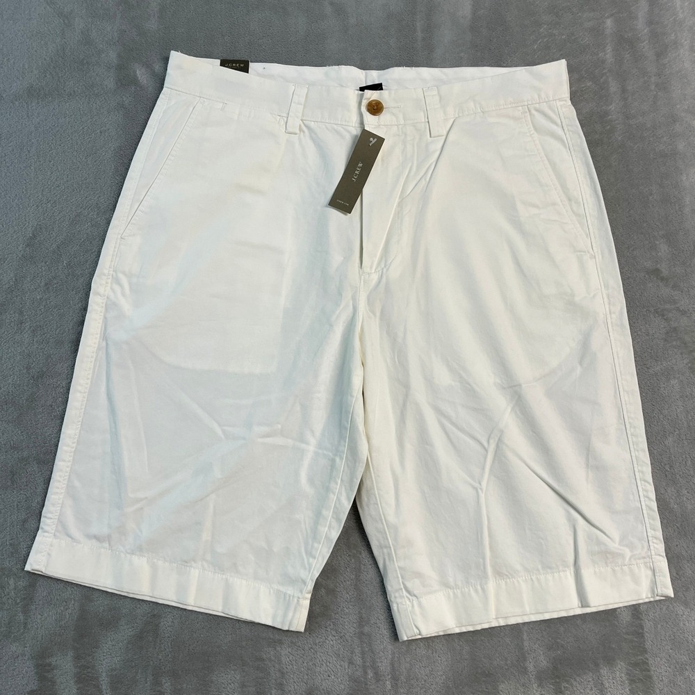 NWT J Crew Club Short Mens 32x11 White Cotton Chino Twill Shorts Beach Preppy
